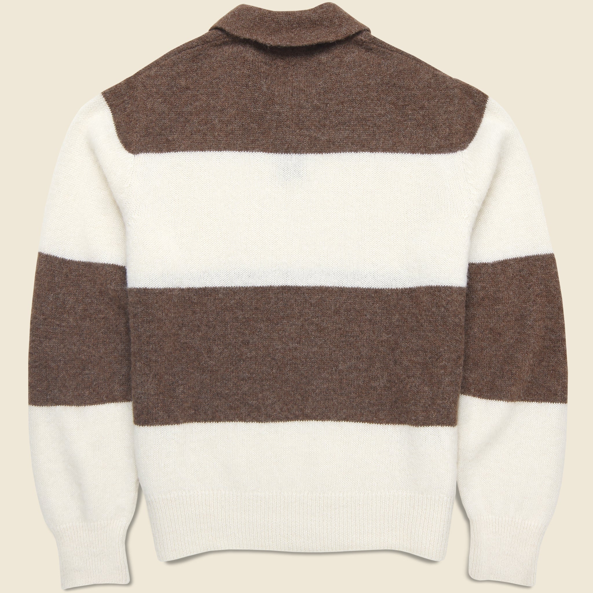 Striped Brushed Knit Rugby Polo - Brown/White - Corridor - STAG Provisions - Tops - Sweater