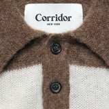 Striped Brushed Knit Rugby Polo - Brown/White - Corridor - STAG Provisions - Tops - Sweater