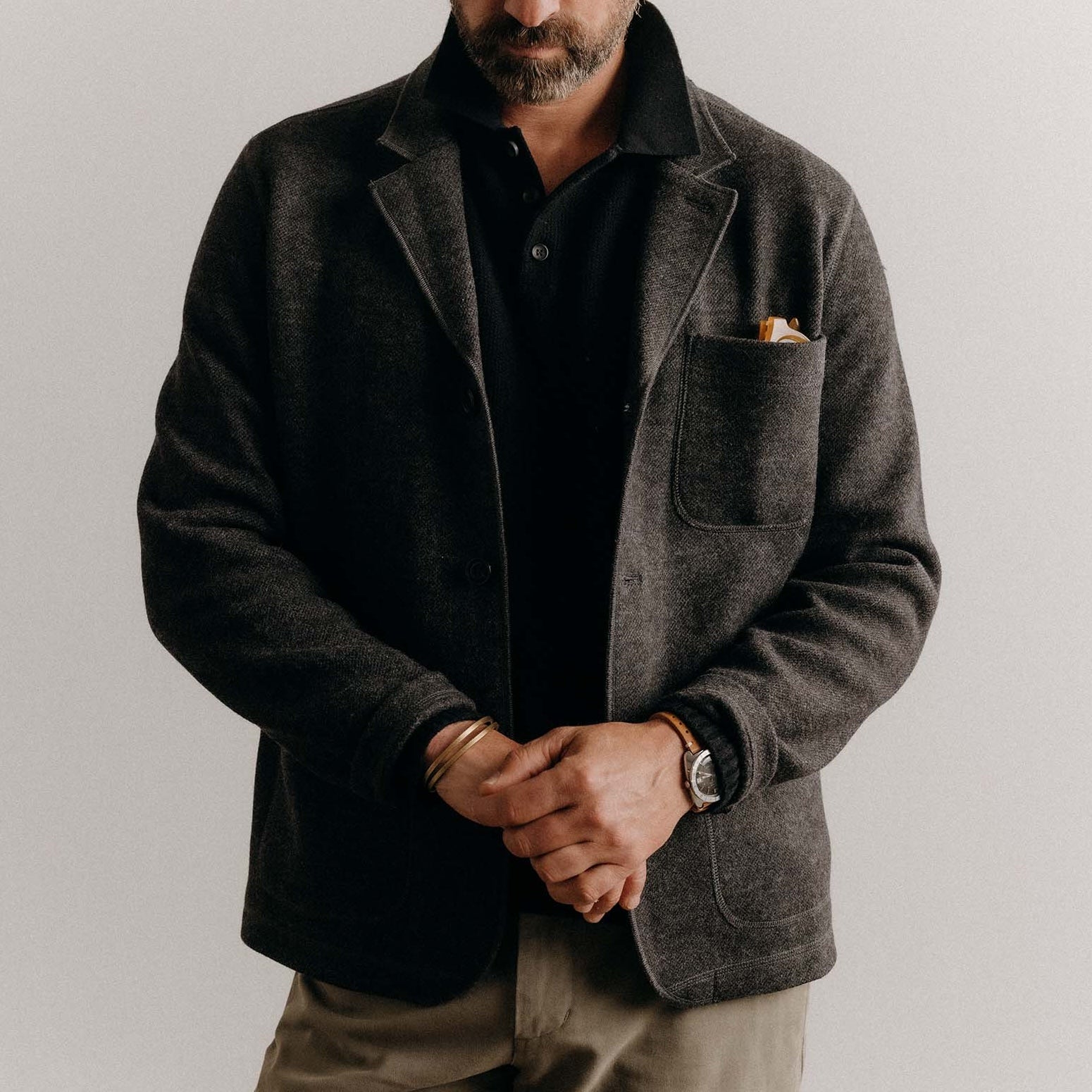 
                          Evans Blazer - Charcoal Birdseye - Taylor Stitch - STAG Provisions - Tops - Sweater
                        