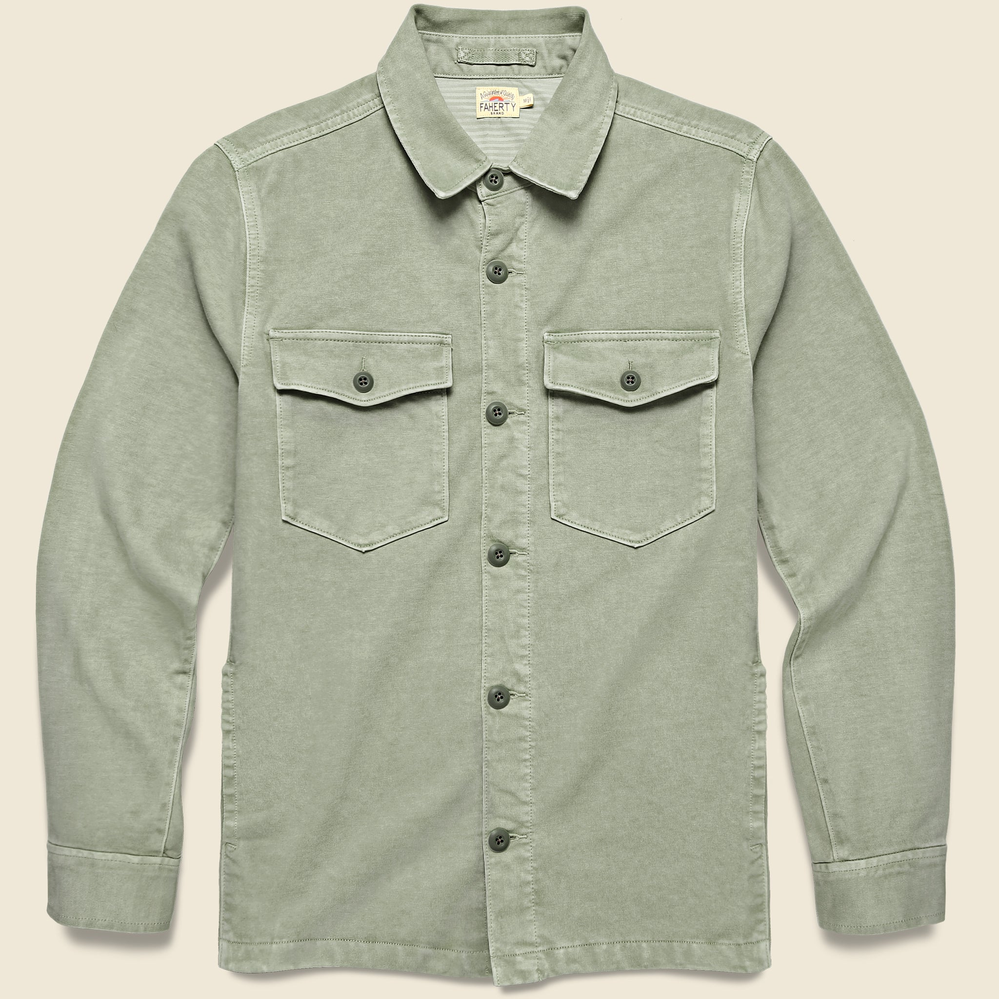 Jersey Shirt Jacket - Surplus Olive - Faherty - STAG Provisions - Outerwear - Shirt Jacket
