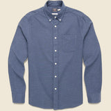 Supima Oxford Shirt - Navy Heather - Faherty - STAG Provisions - Tops - L/S Woven - Solid
