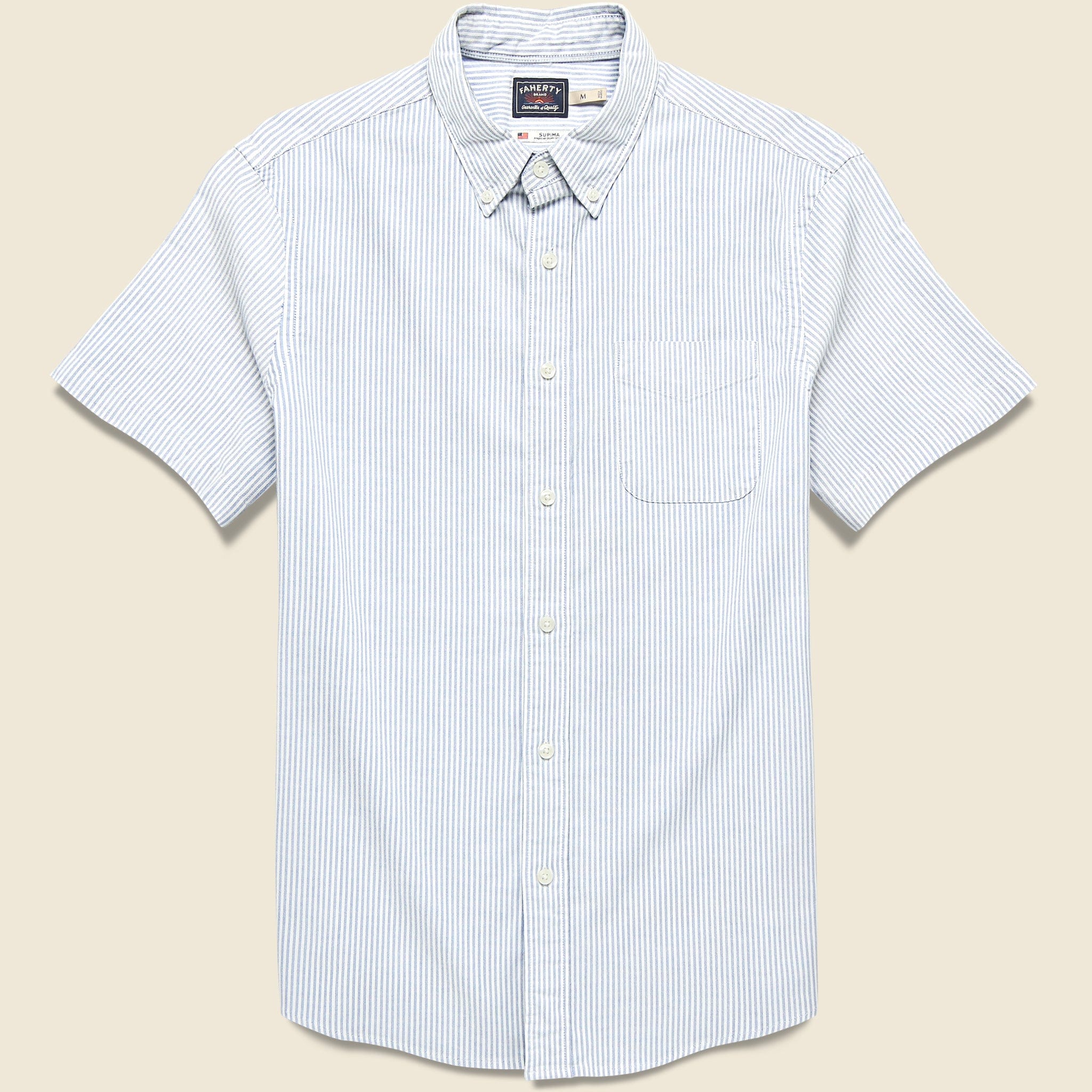 Short Sleeve Supima Oxford Shirt - Classic Stripe - Faherty - STAG Provisions - Tops - S/S Woven - Stripe