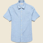 Palma Linen Shirt - Blue Basketweave - Faherty - STAG Provisions - Tops - S/S Woven - Solid