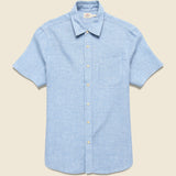 Palma Linen Shirt - Blue Basketweave - Faherty - STAG Provisions - Tops - S/S Woven - Solid