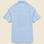 Palma Linen Shirt - Blue Basketweave - Faherty - STAG Provisions - Tops - S/S Woven - Solid