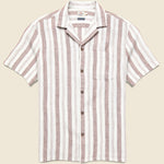 Palma Linen Shirt - Island Brown Stripe - Faherty - STAG Provisions - Tops - S/S Woven - Stripe
