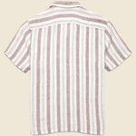 Palma Linen Shirt - Island Brown Stripe - Faherty - STAG Provisions - Tops - S/S Woven - Stripe