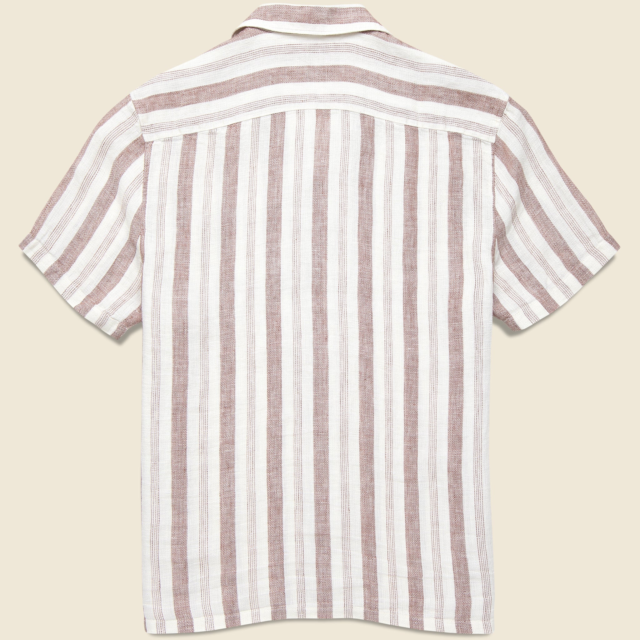 Palma Linen Shirt - Island Brown Stripe - Faherty - STAG Provisions - Tops - S/S Woven - Stripe