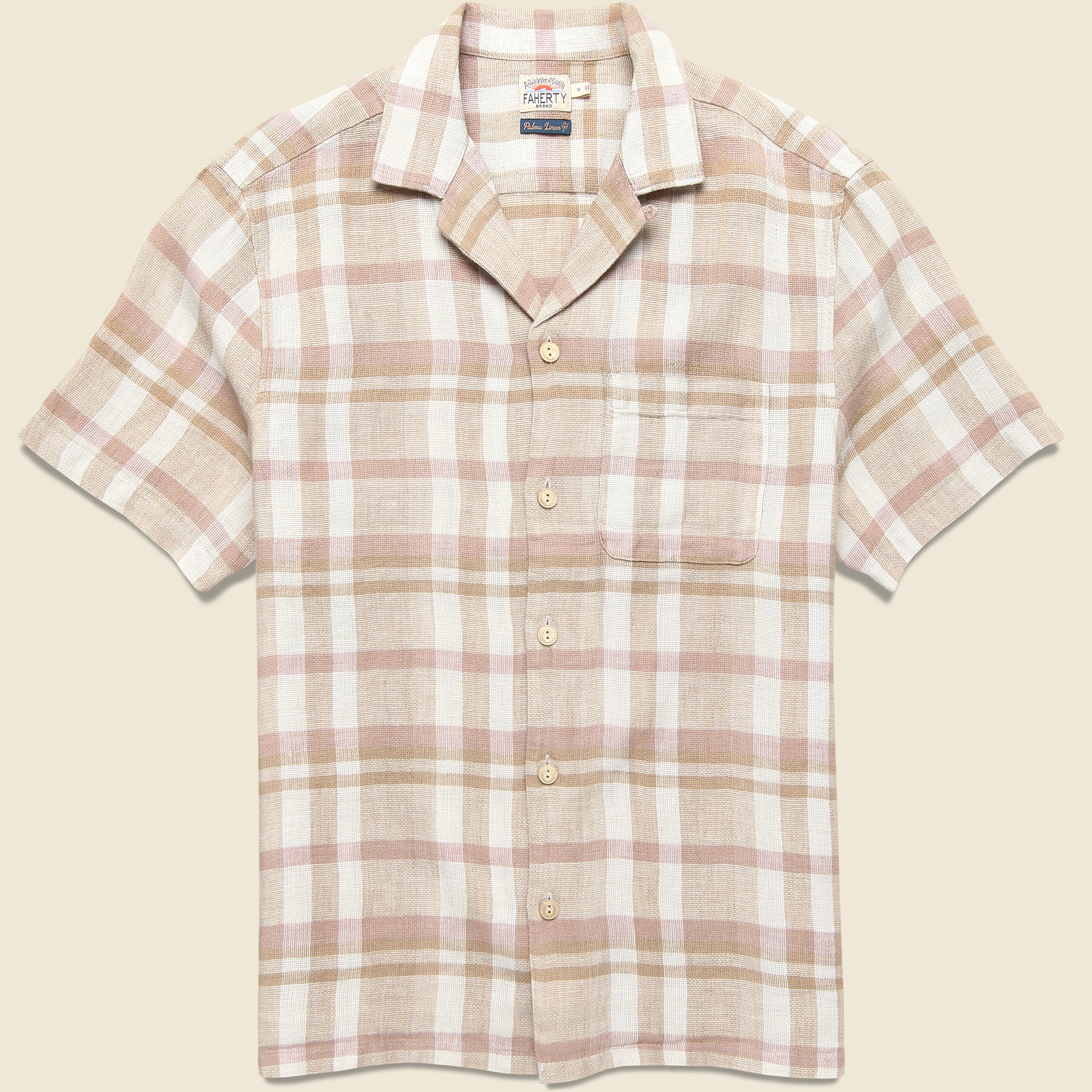 Palma Linen Shirt - Mauve Sand Plaid