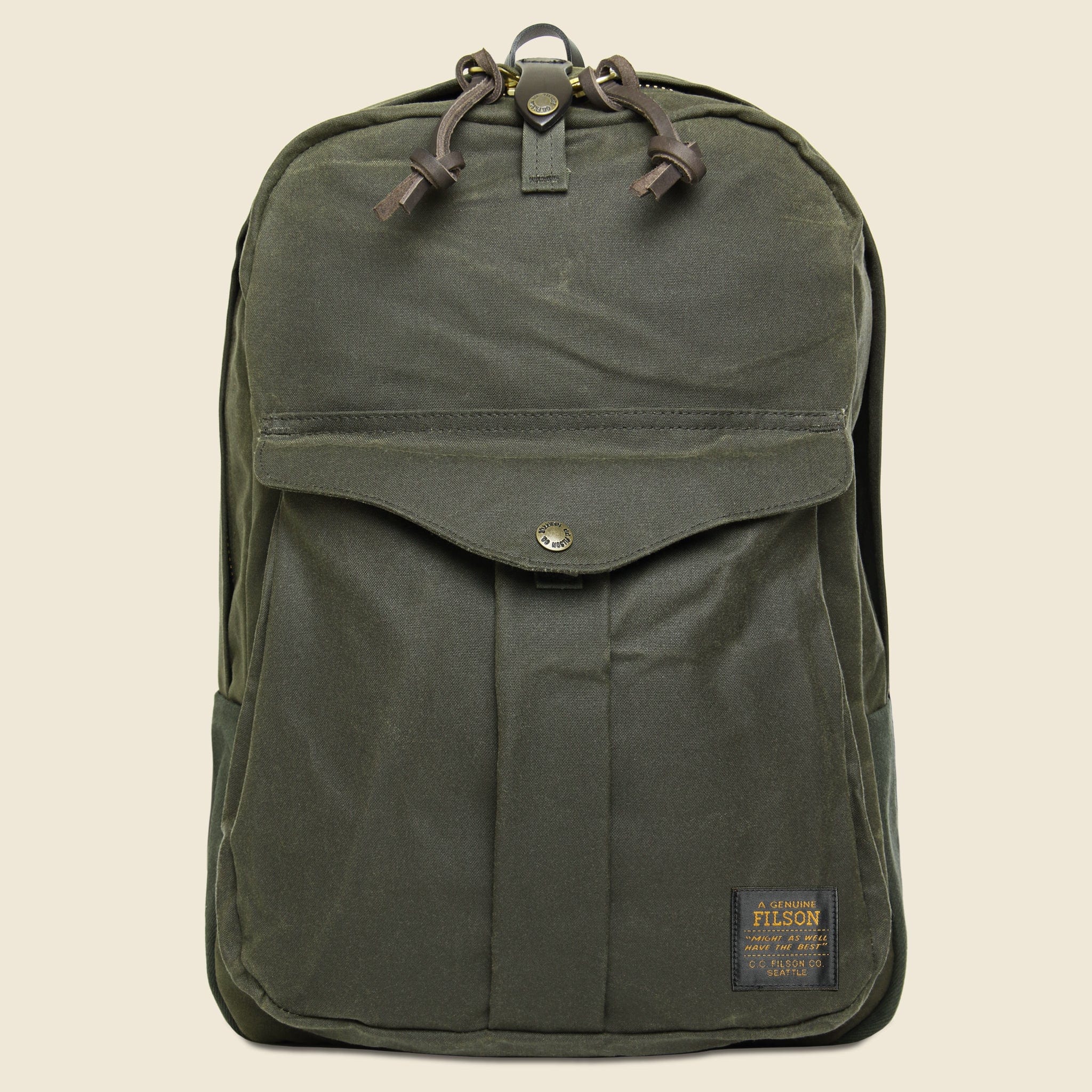Filson Journeyman Backpack in Otter Green from STAG Provisions, durable rugged canvas backpack for everyday carry and travel.