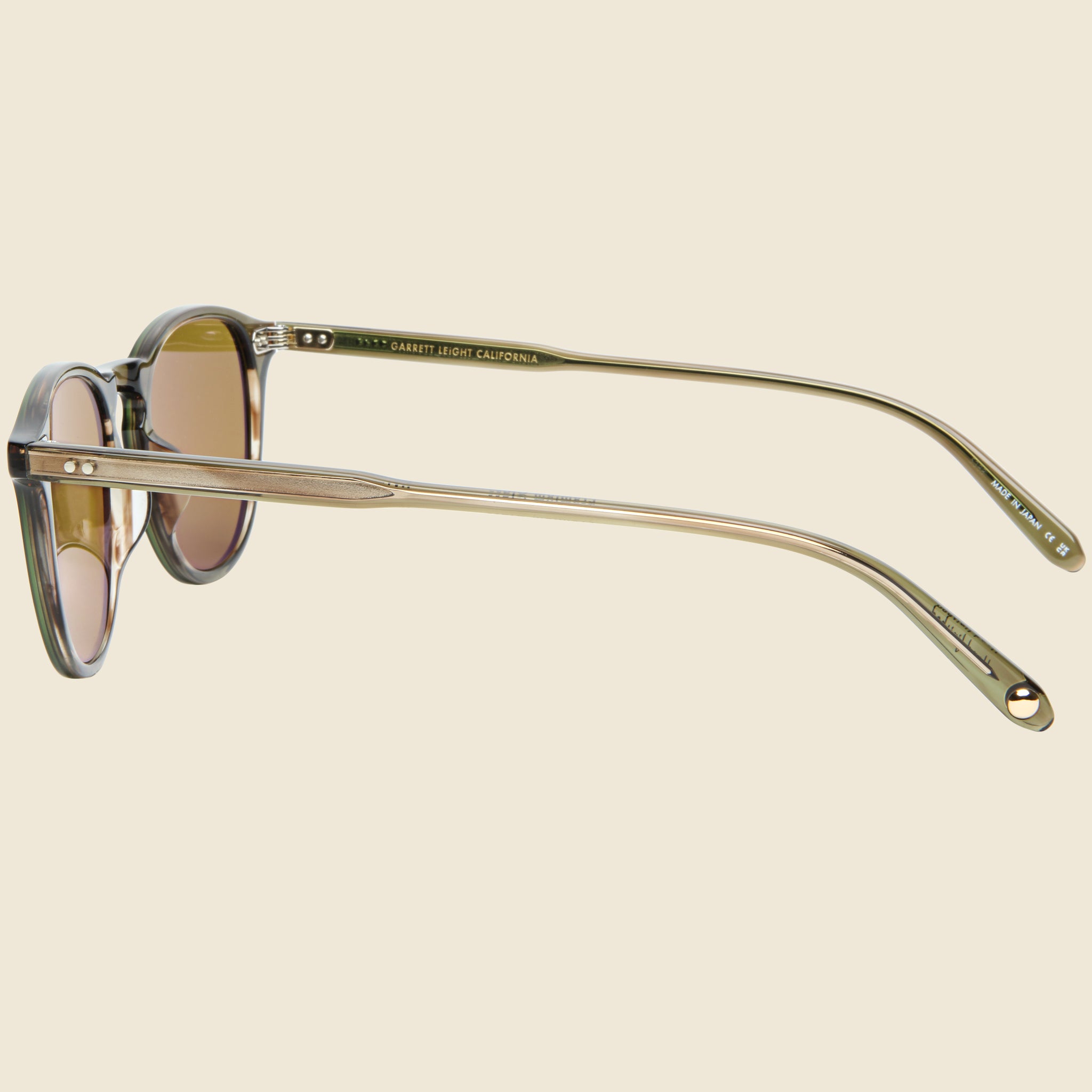 Hampton 46mm Olive Tortoise/Semi-Flat Pure Coffee - Garrett Leight - STAG Provisions - Accessories - Eyewear