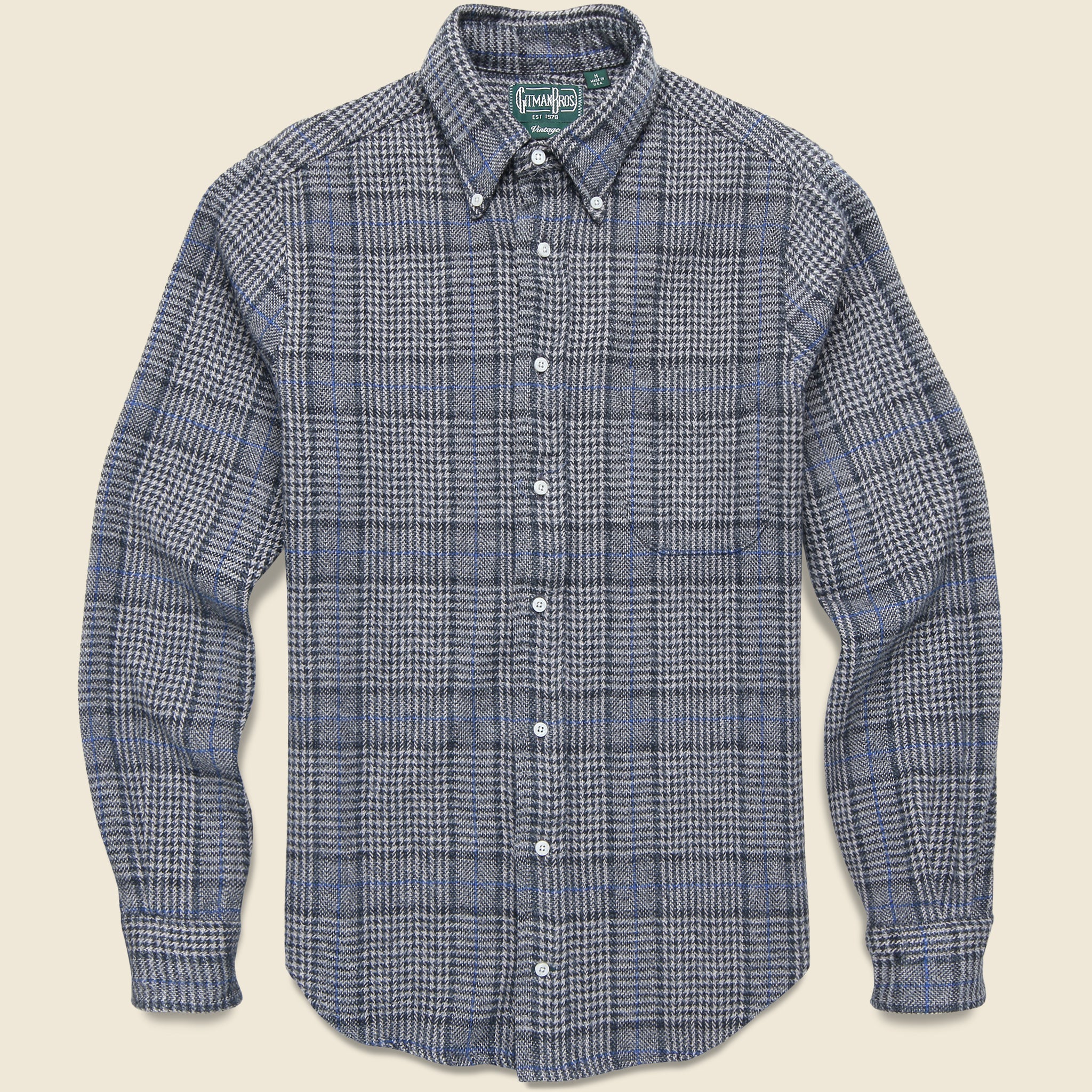 Brushed Cotton Windowpane Shirt - Grey/Blue - Gitman Vintage - STAG Provisions - Tops - L/S Woven - Plaid