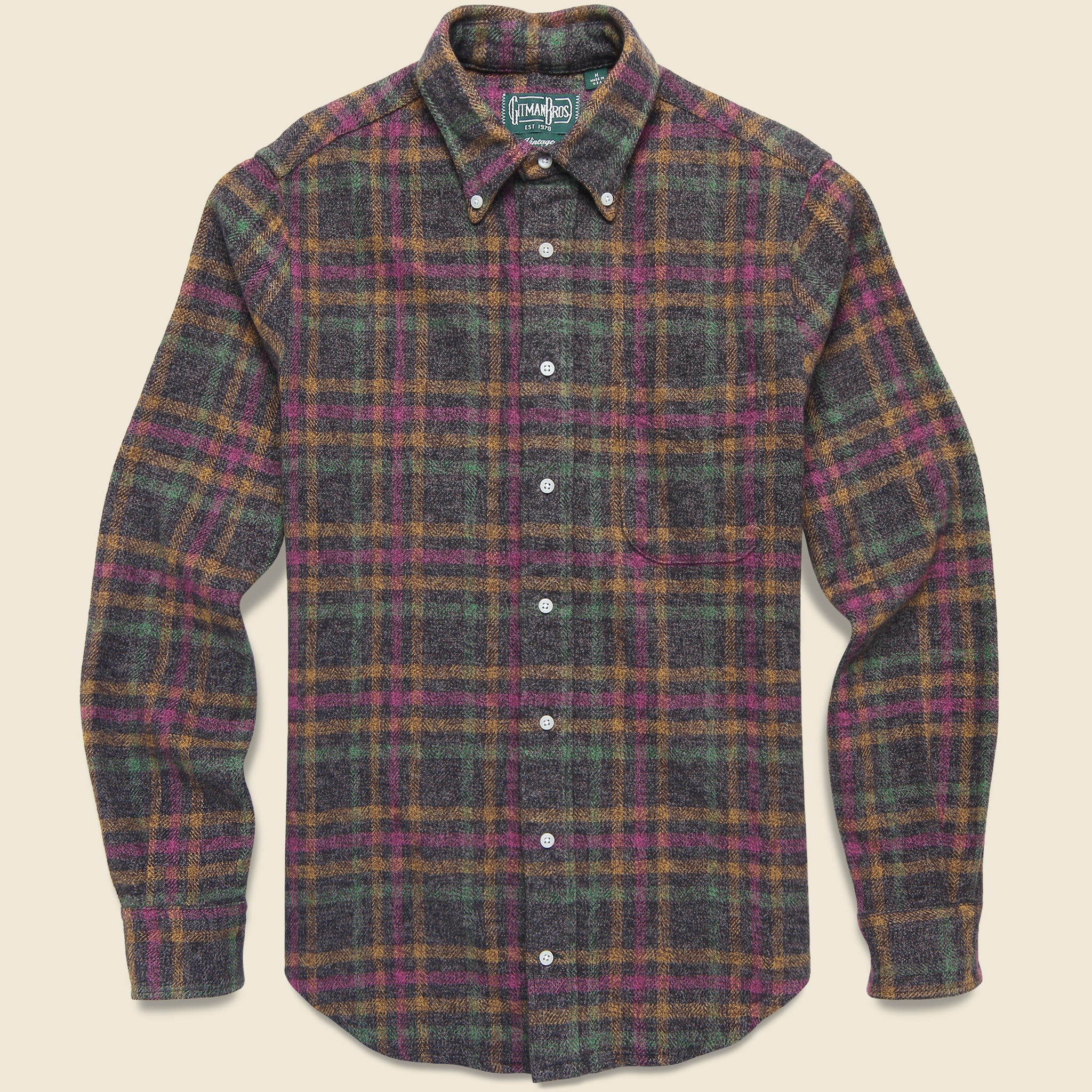 Brushed Cotton Check Shirt - Pink/Orange