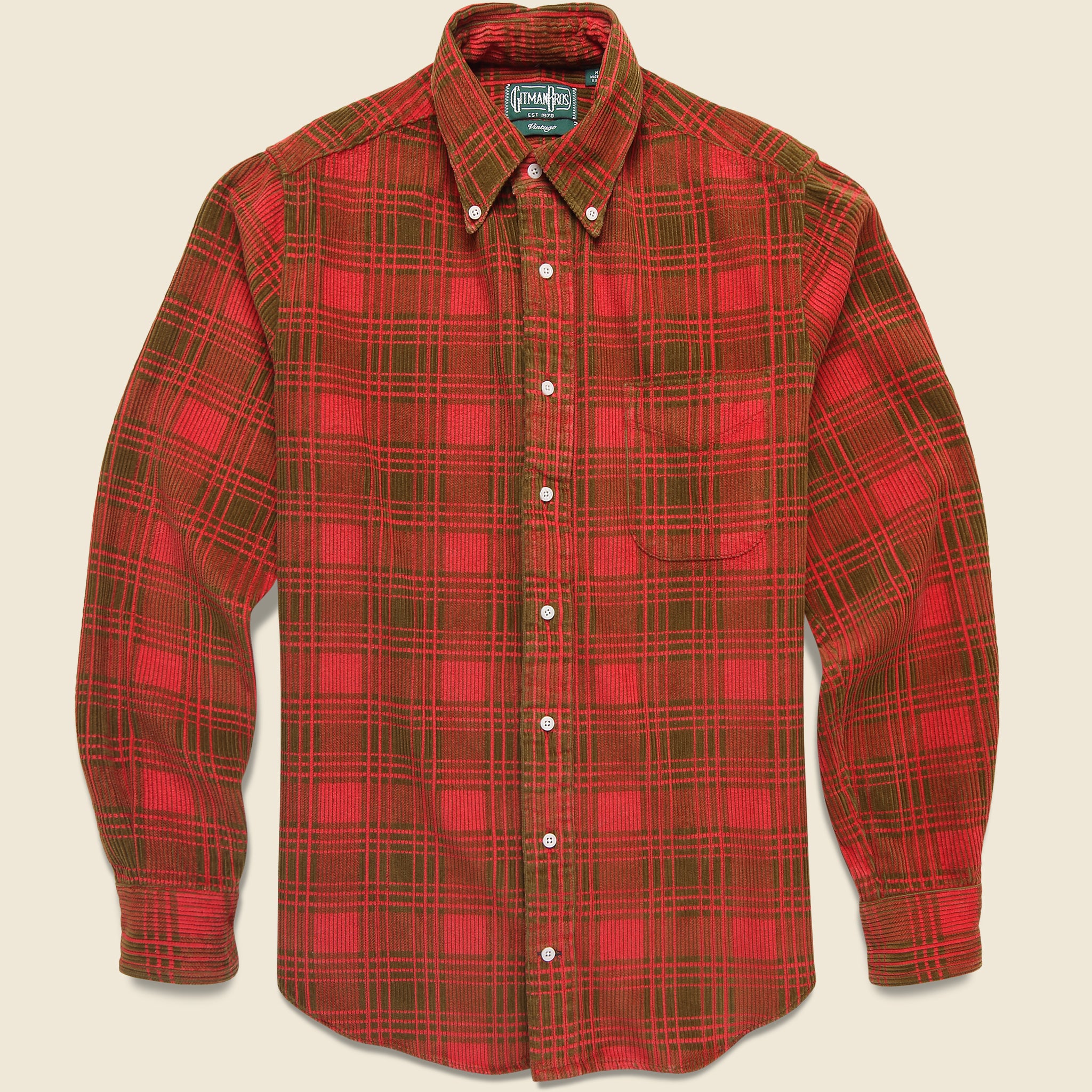 Corduroy Check Shirt - Red
