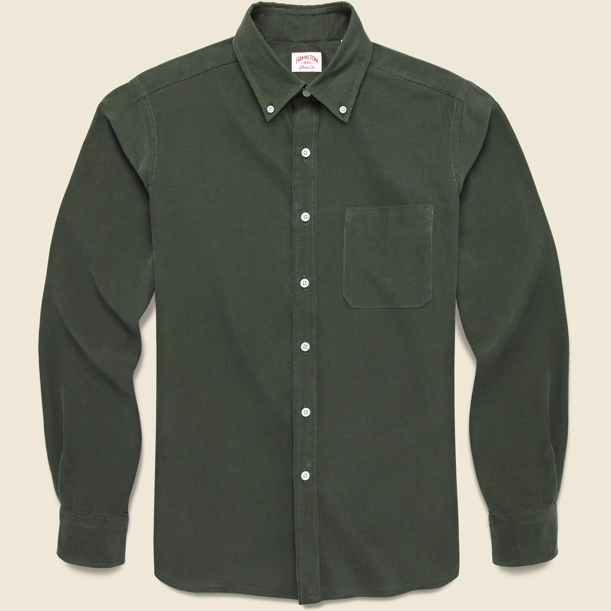 Micro Corduroy Shirt - Green - Hamilton Shirt Co. - STAG Provisions - Tops - L/S Woven - Corduroy