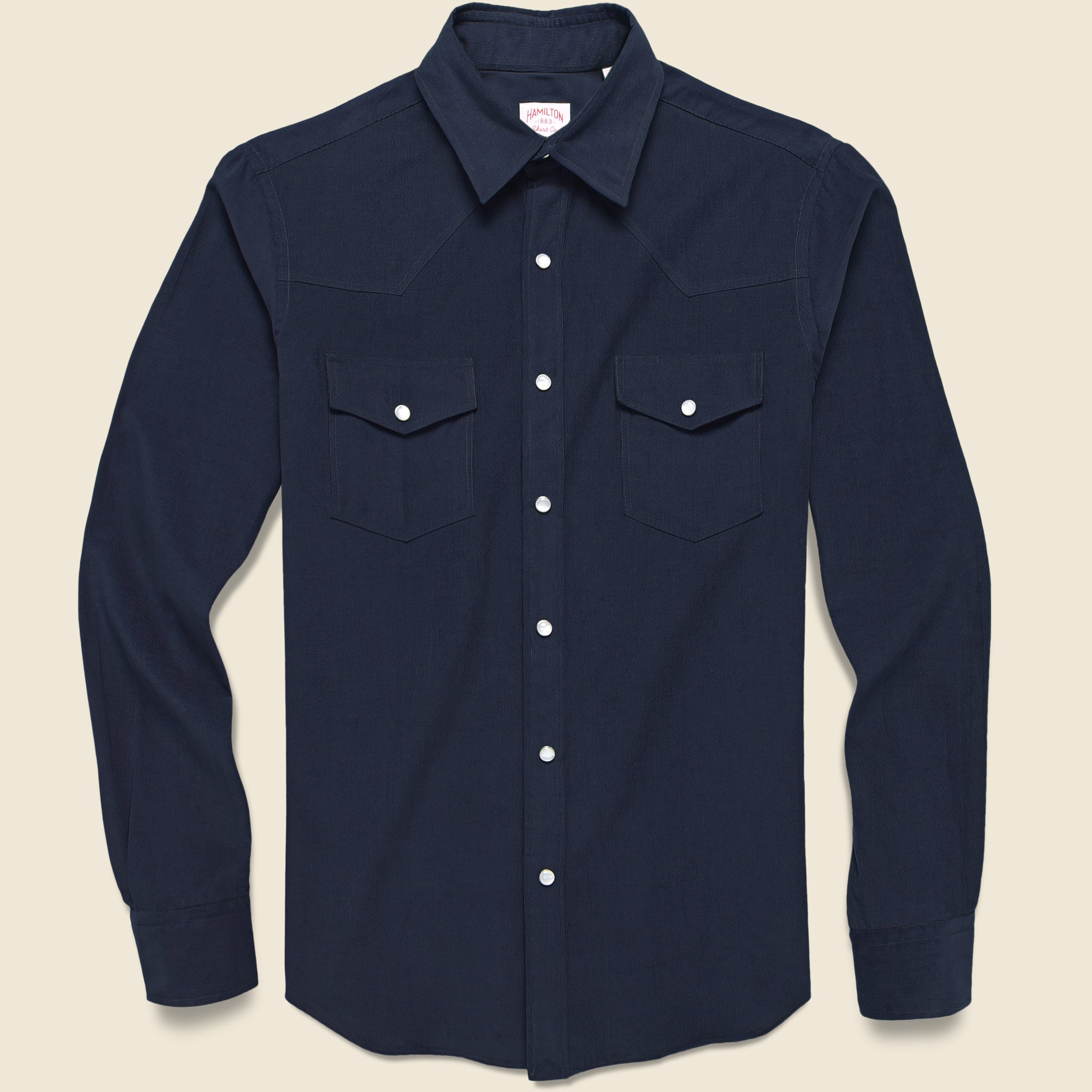 Micro Corduroy Western Shirt - Navy