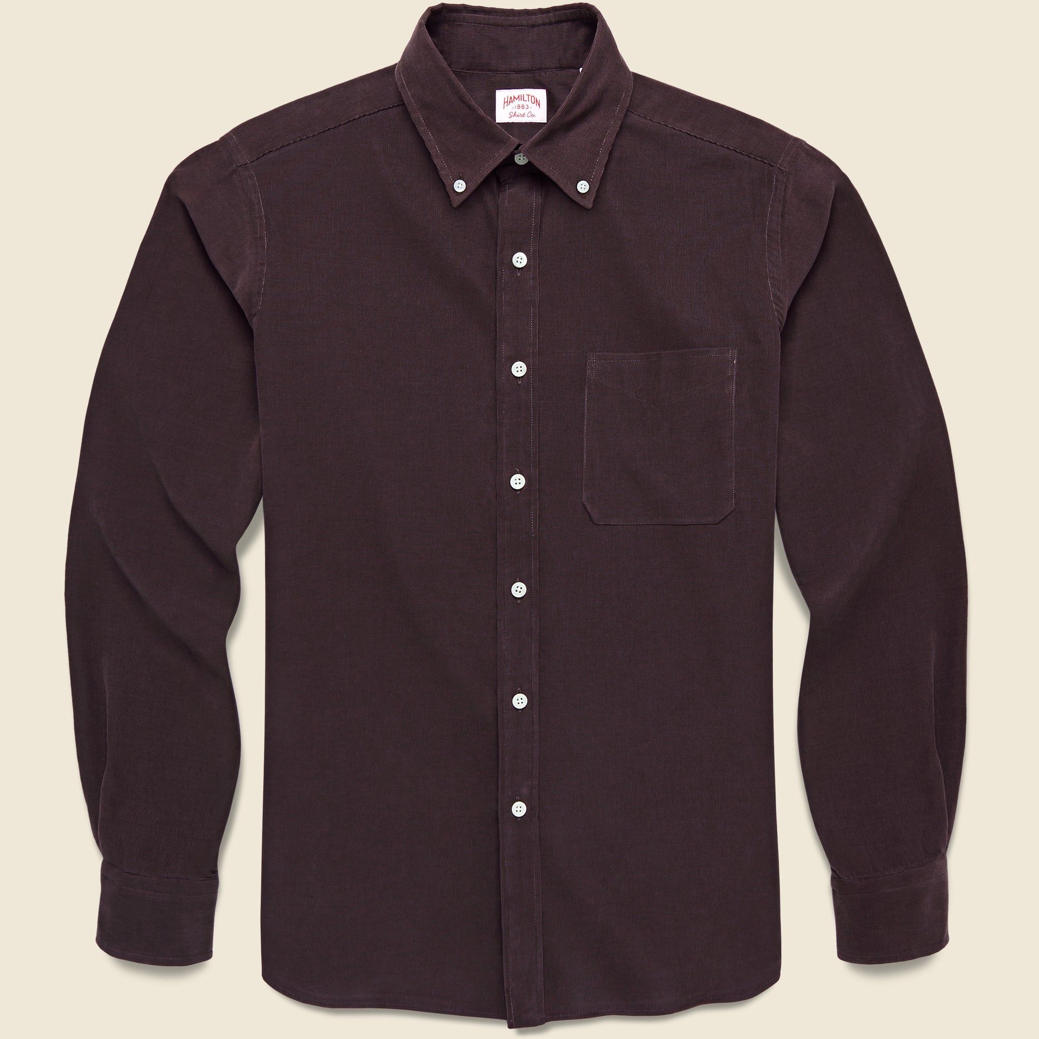 Micro Corduroy Shirt - Burgundy - Hamilton Shirt Co. - STAG Provisions - Tops - L/S Woven - Corduroy