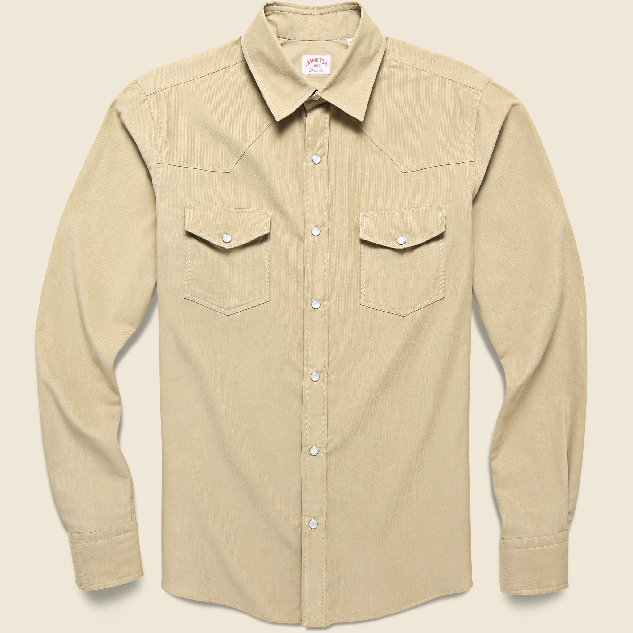 Micro Corduroy Western Shirt - Tan - Hamilton Shirt Co. - STAG Provisions - Tops - L/S Woven - Corduroy