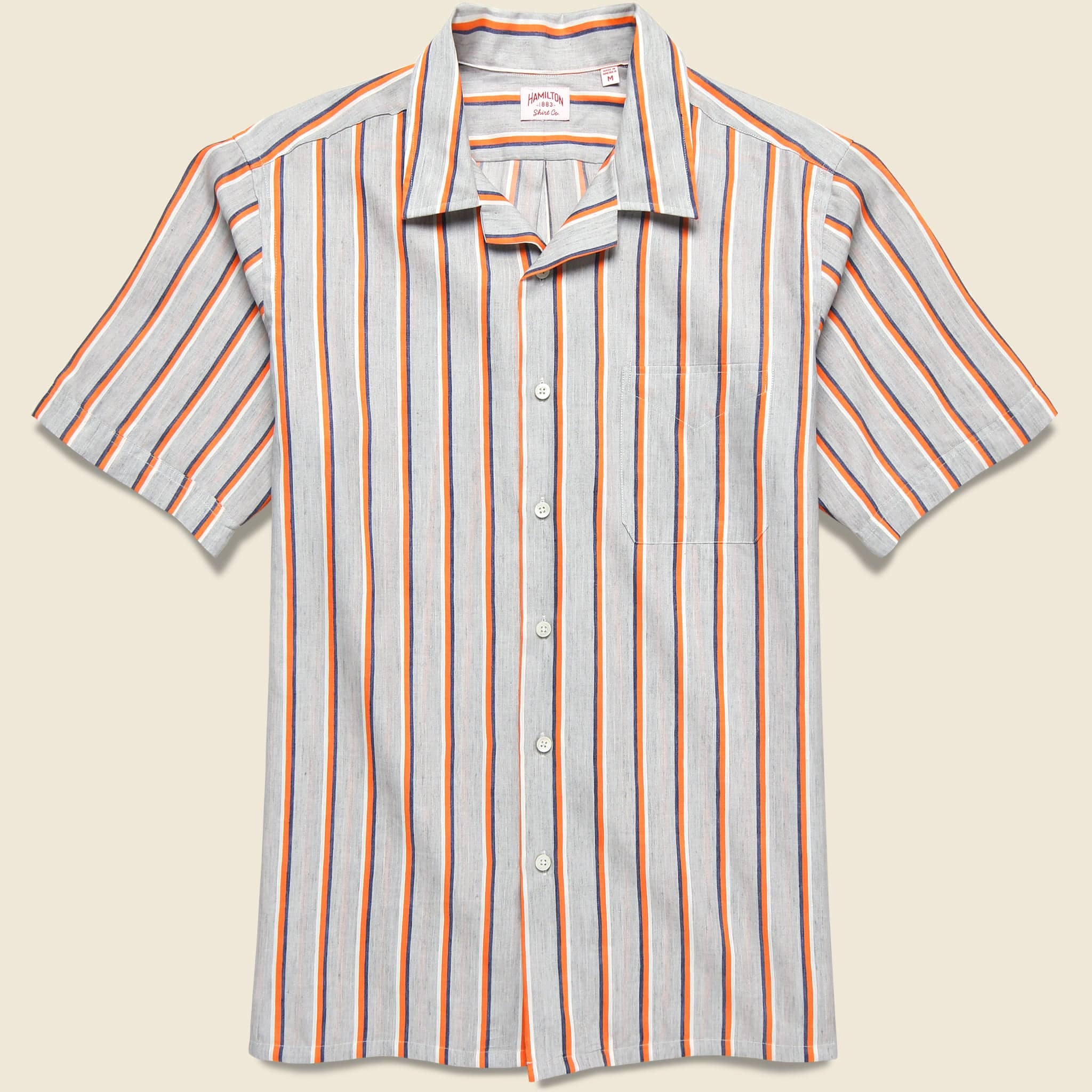 Textured Stripe Shirt - Grey/Orange - Hamilton Shirt Co. - STAG Provisions - Tops - S/S Woven - Stripe