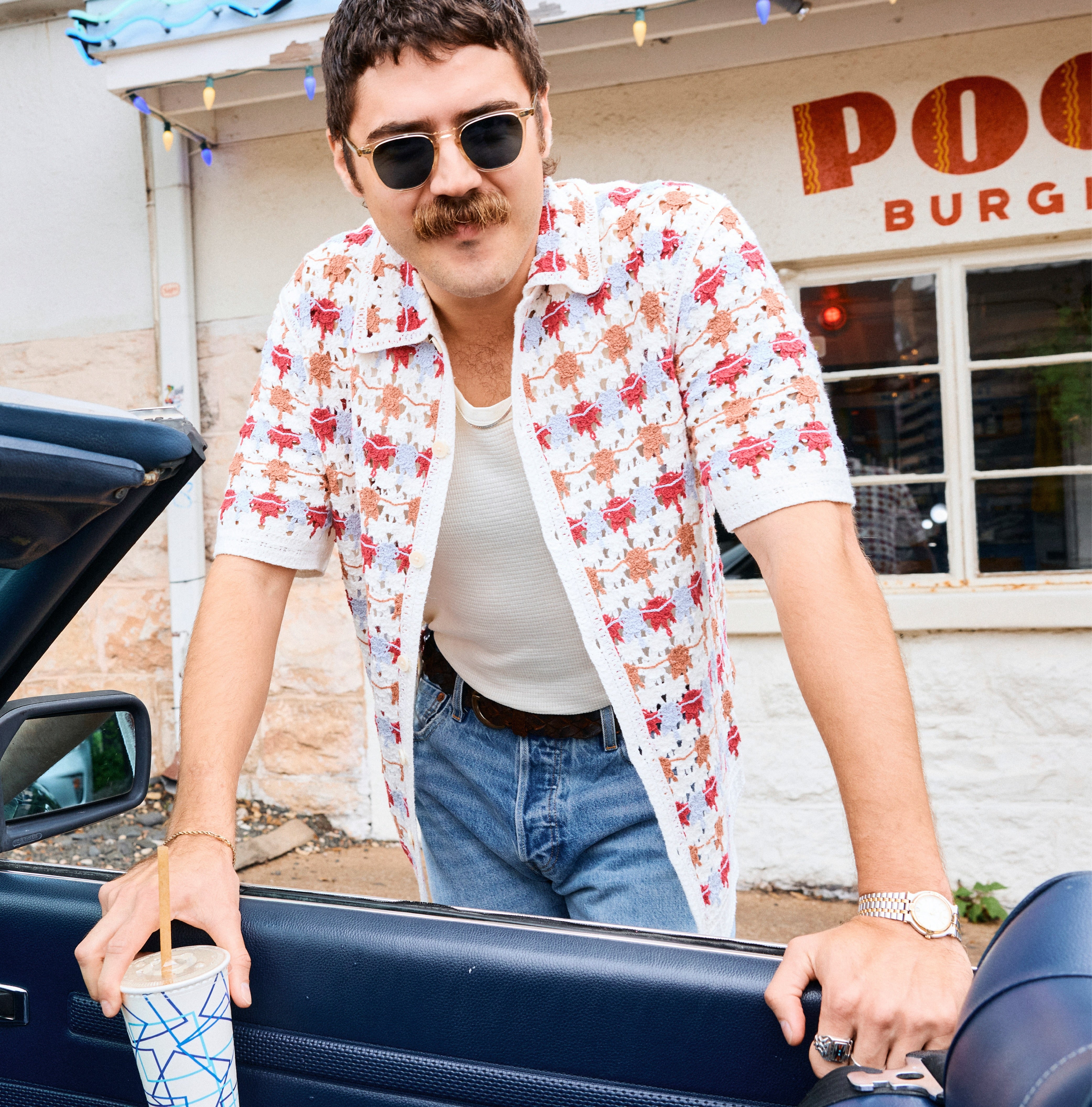 
                          Crochet Porto Shirt - Ecru - Wax London - STAG Provisions - Tops - S/S Knit
                        