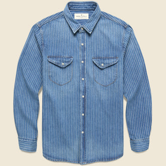 Hayes Pearl Snap - Indigo Stripe