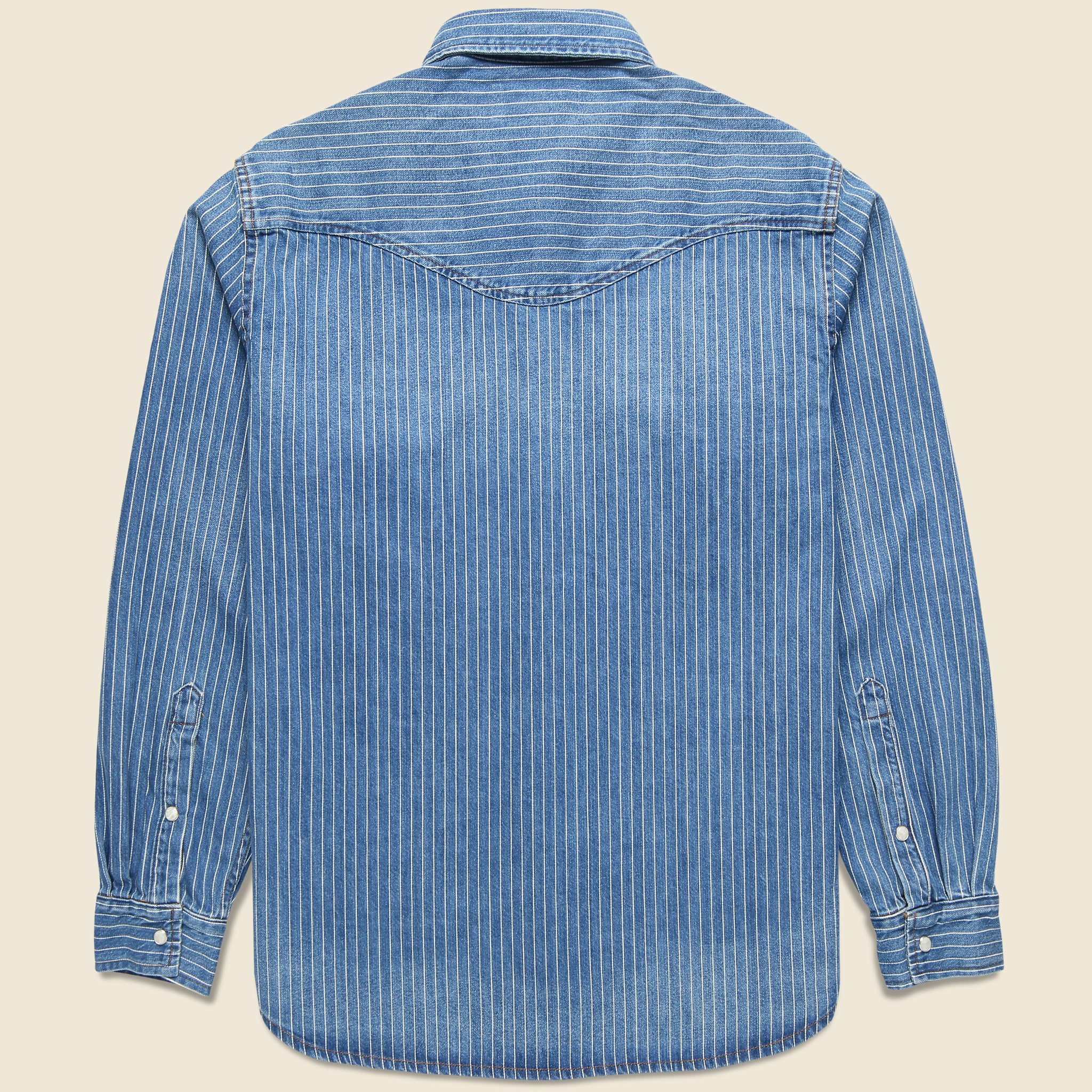 
                          Hayes Pearl Snap - Indigo Stripe
                        