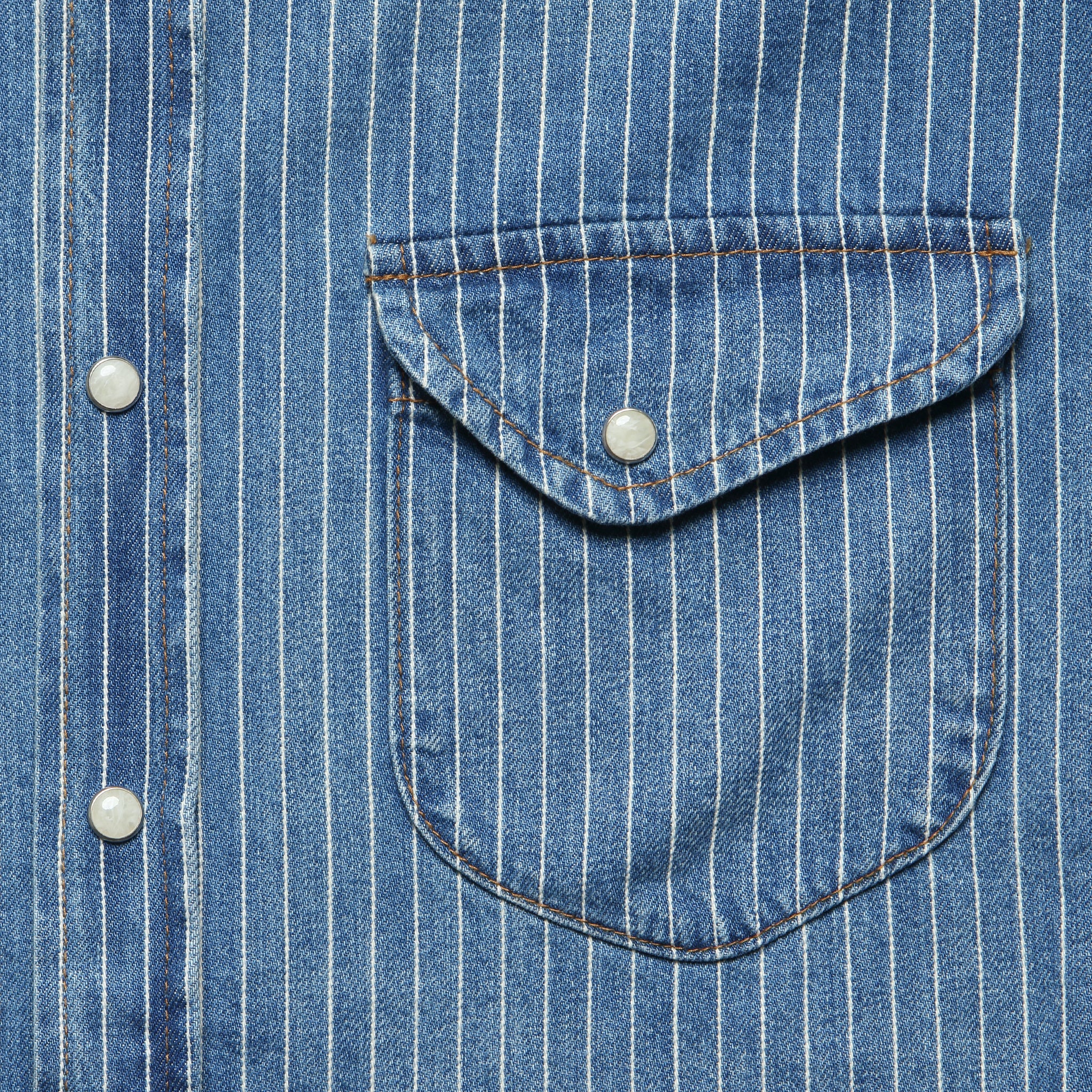 
                          Hayes Pearl Snap - Indigo Stripe
                        
