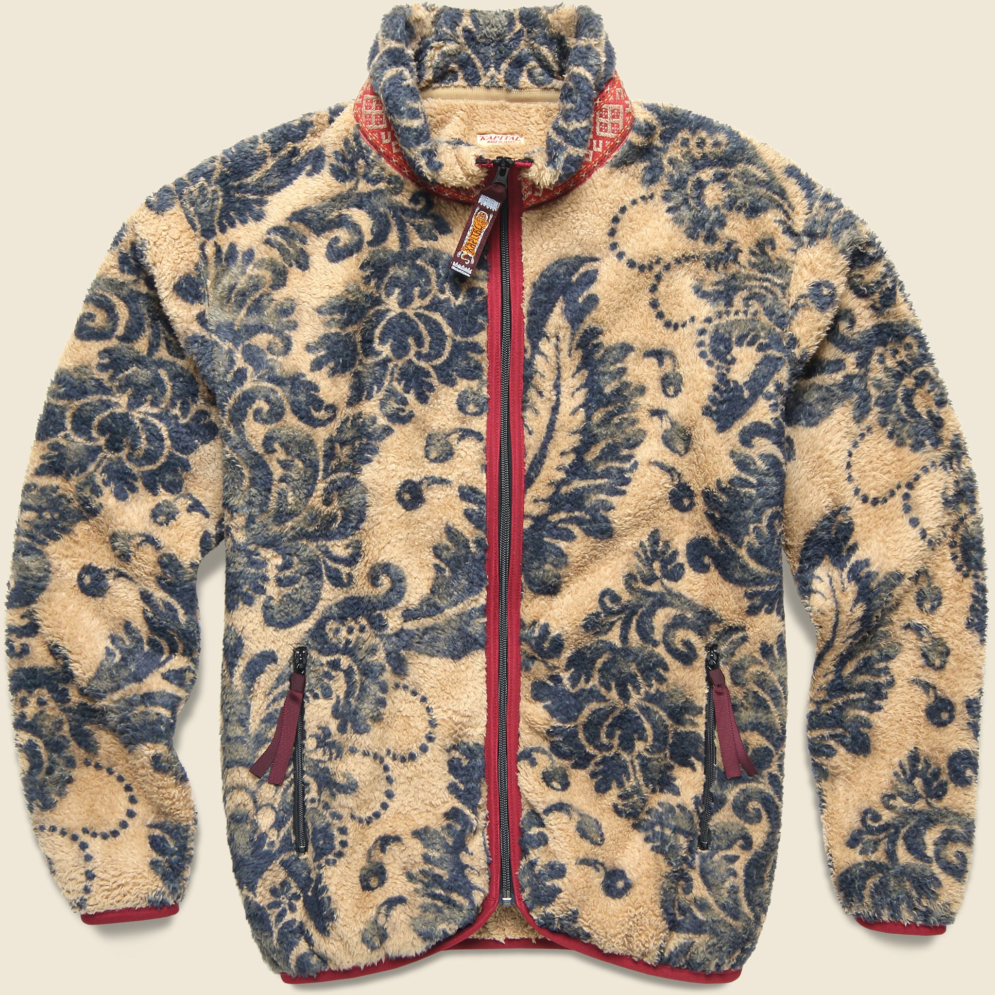 Damask Fleece Zip Blouson - Beige - Kapital - STAG Provisions - Outerwear - Coat / Jacket