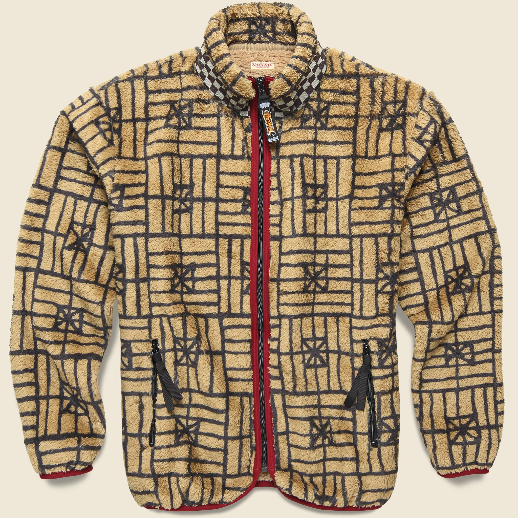 FOLK DOMINO Fleece Zip Blouson - Beige - Kapital - STAG Provisions - Outerwear - Coat / Jacket