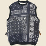30/-SWT Knit Bandanna BIG Vest - Black - Kapital - STAG Provisions - Outerwear - Vest