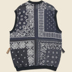 30/-SWT Knit Bandanna BIG Vest - Black - Kapital - STAG Provisions - Outerwear - Vest