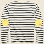 Stripe Jersey Crew Long Sleeve T (RAINBOWY PATCH) - Ecru/Black - Kapital - STAG Provisions - Tops - L/S Tee