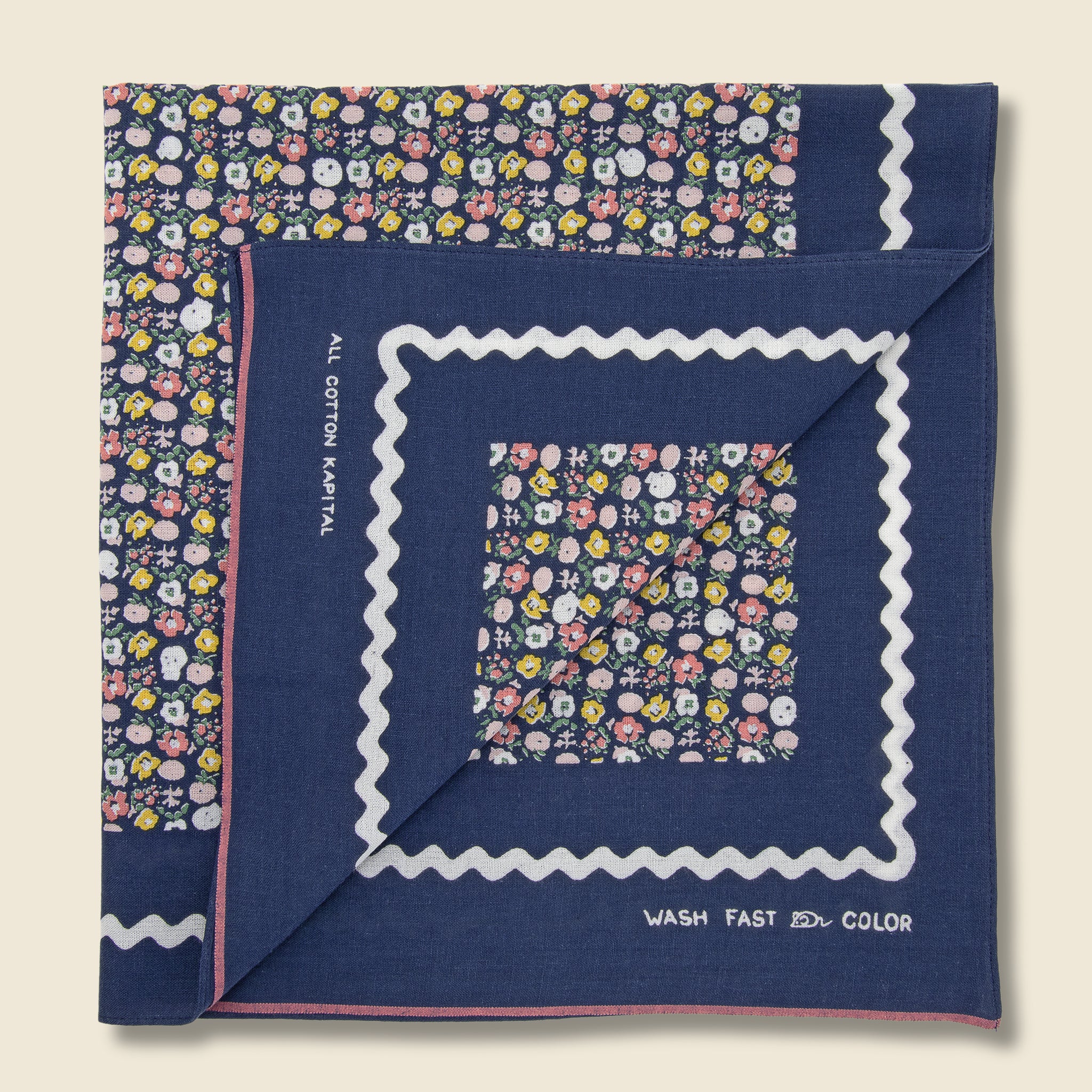 Skull & Flower Bandana - Navy - Kapital - STAG Provisions - Accessories - Bandanas