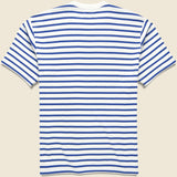 Catpital Stripe Crew Tee - White/Blue - Kapital - STAG Provisions - Tops - S/S Tee