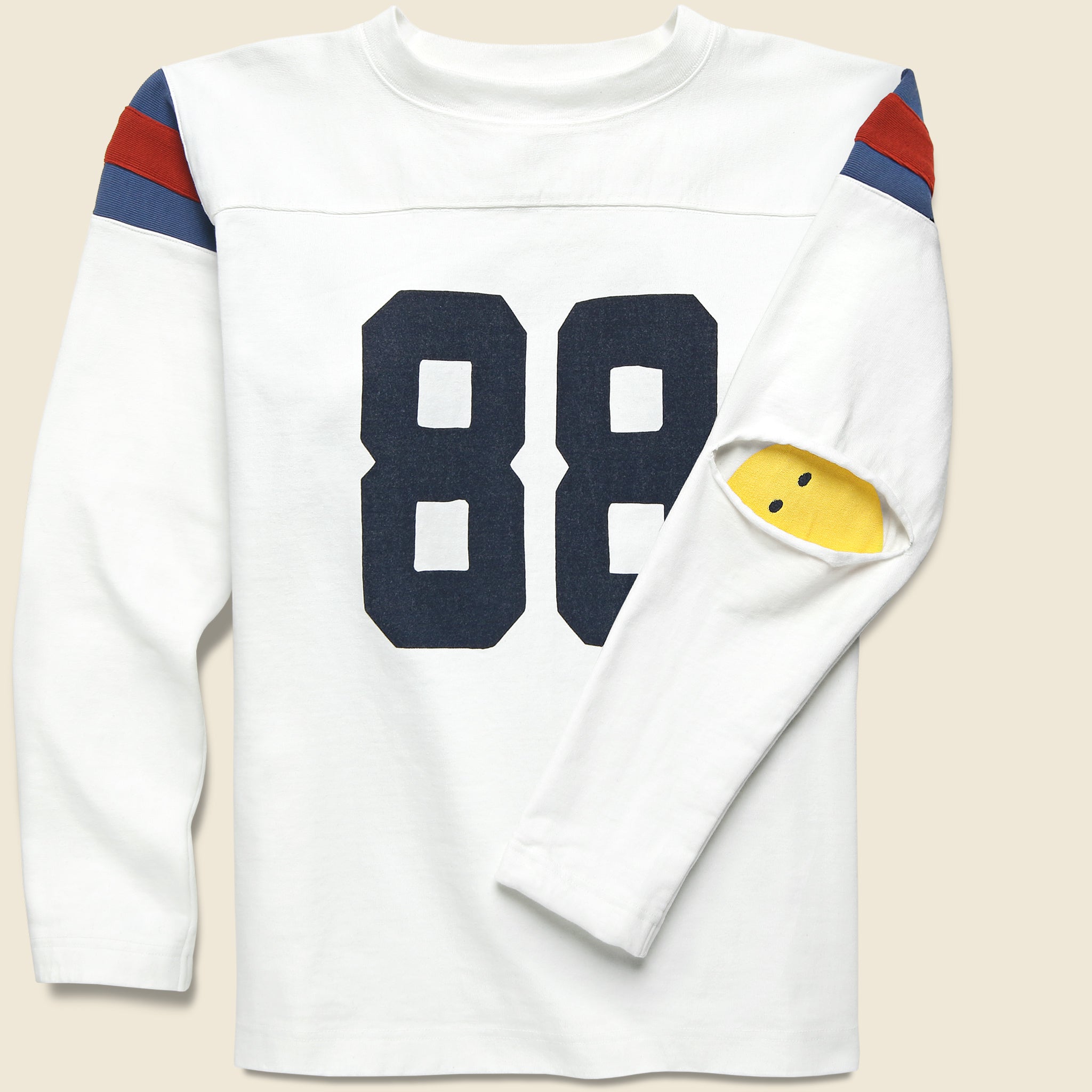 
                          Elbow Rip Football Tee - White - Kapital - STAG Provisions - Tops - L/S Knit
                        
