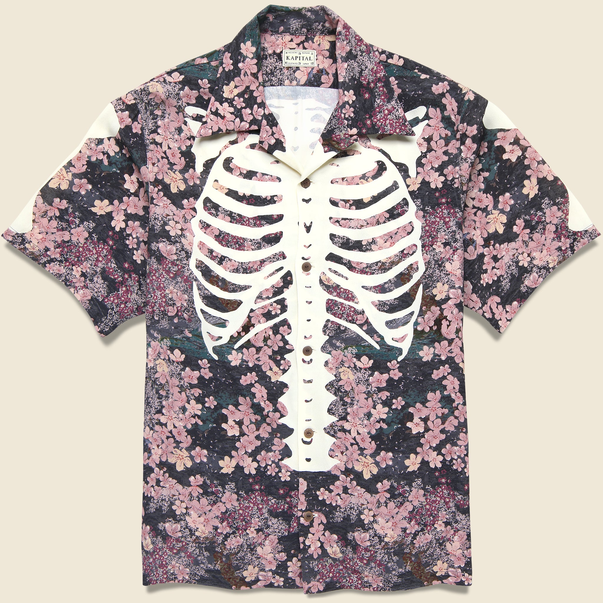 Sakura Bone Aloha Shirt - Black/Pink - Kapital - STAG Provisions - Tops - S/S Woven - Other Pattern