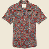 Lamar Block Print Tile Shirt - Red - Kardo - STAG Provisions - Tops - S/S Woven - Other Pattern