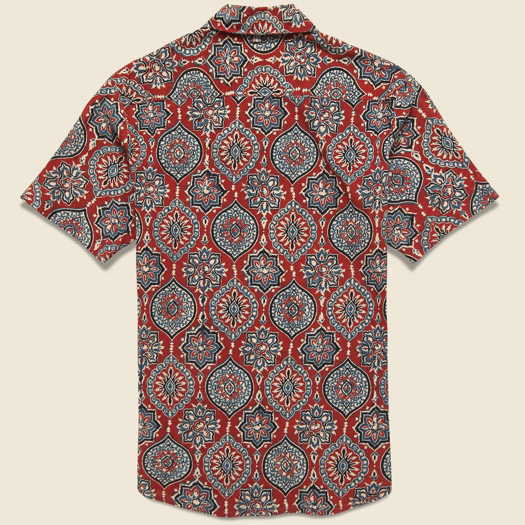 
                          Lamar Block Print Tile Shirt - Red - Kardo - STAG Provisions - Tops - S/S Woven - Other Pattern
                        