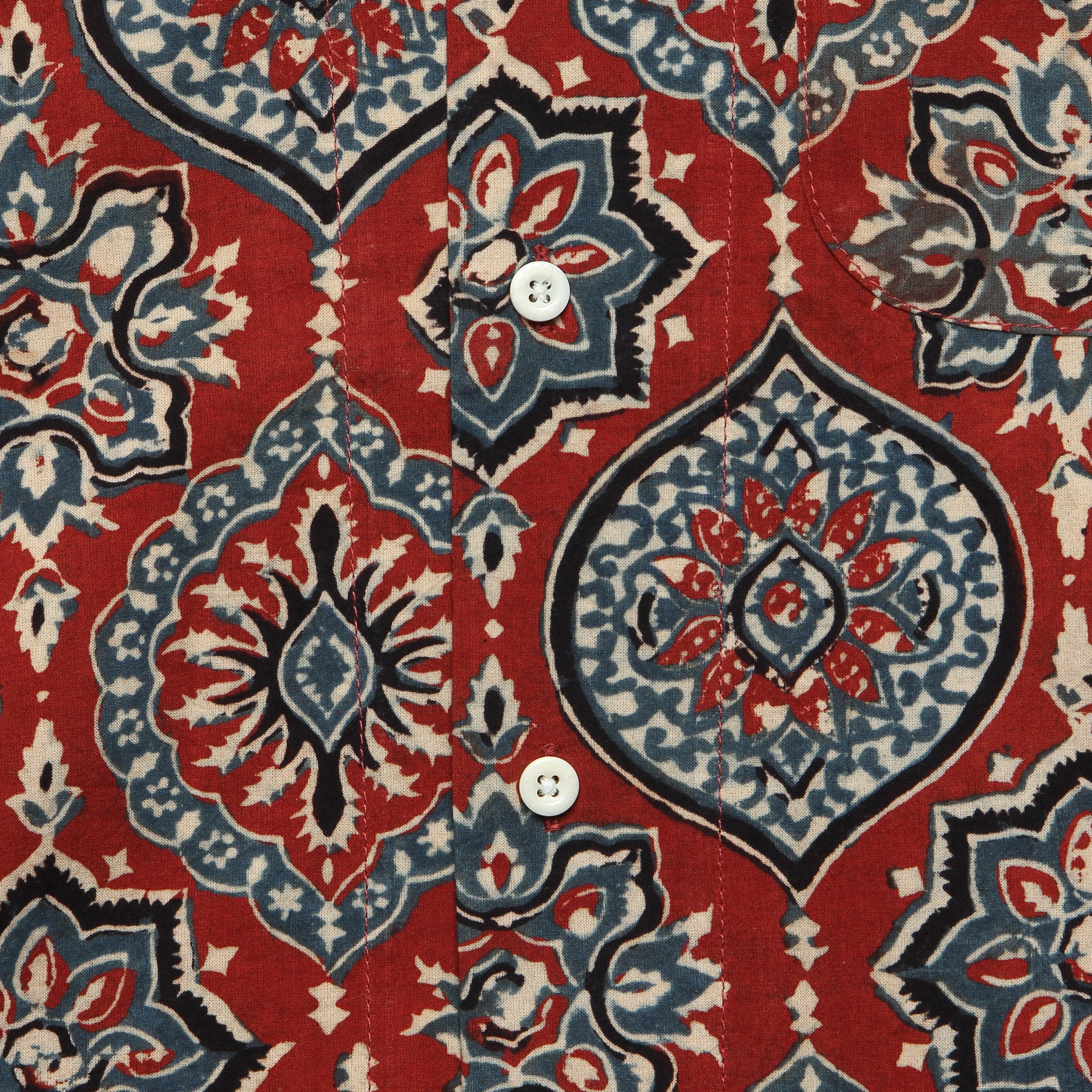 Lamar Block Print Tile Shirt - Red - Kardo - STAG Provisions - Tops - S/S Woven - Other Pattern