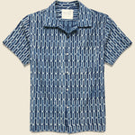 Geo Tile Block Print Shirt - Indigo - Kardo - STAG Provisions - Tops - S/S Woven - Other Pattern