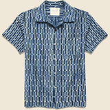 Geo Tile Block Print Shirt - Indigo - Kardo - STAG Provisions - Tops - S/S Woven - Other Pattern