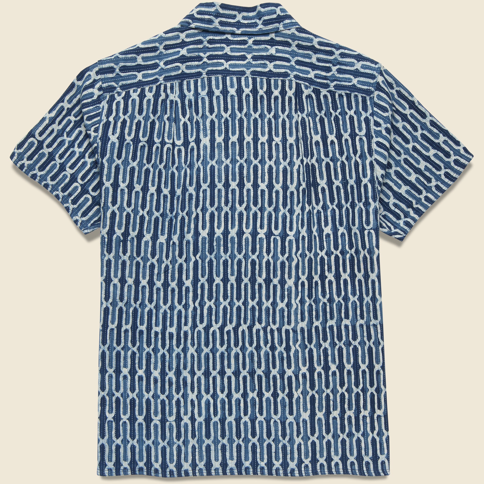 
                          Geo Tile Block Print Shirt - Indigo - Kardo - STAG Provisions - Tops - S/S Woven - Other Pattern
                        