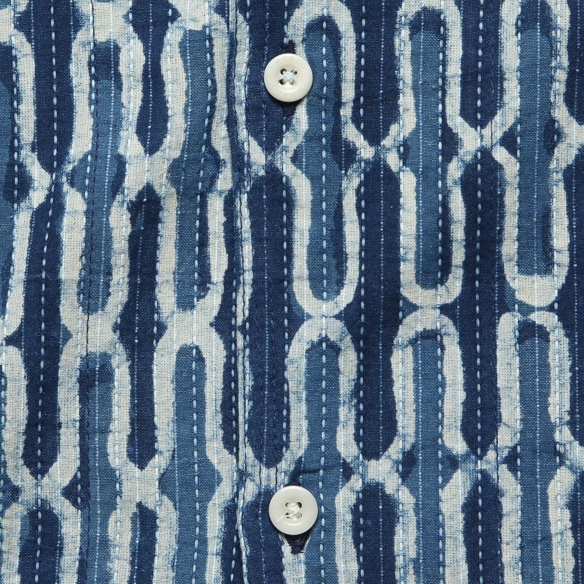 Geo Tile Block Print Shirt - Indigo - Kardo - STAG Provisions - Tops - S/S Woven - Other Pattern