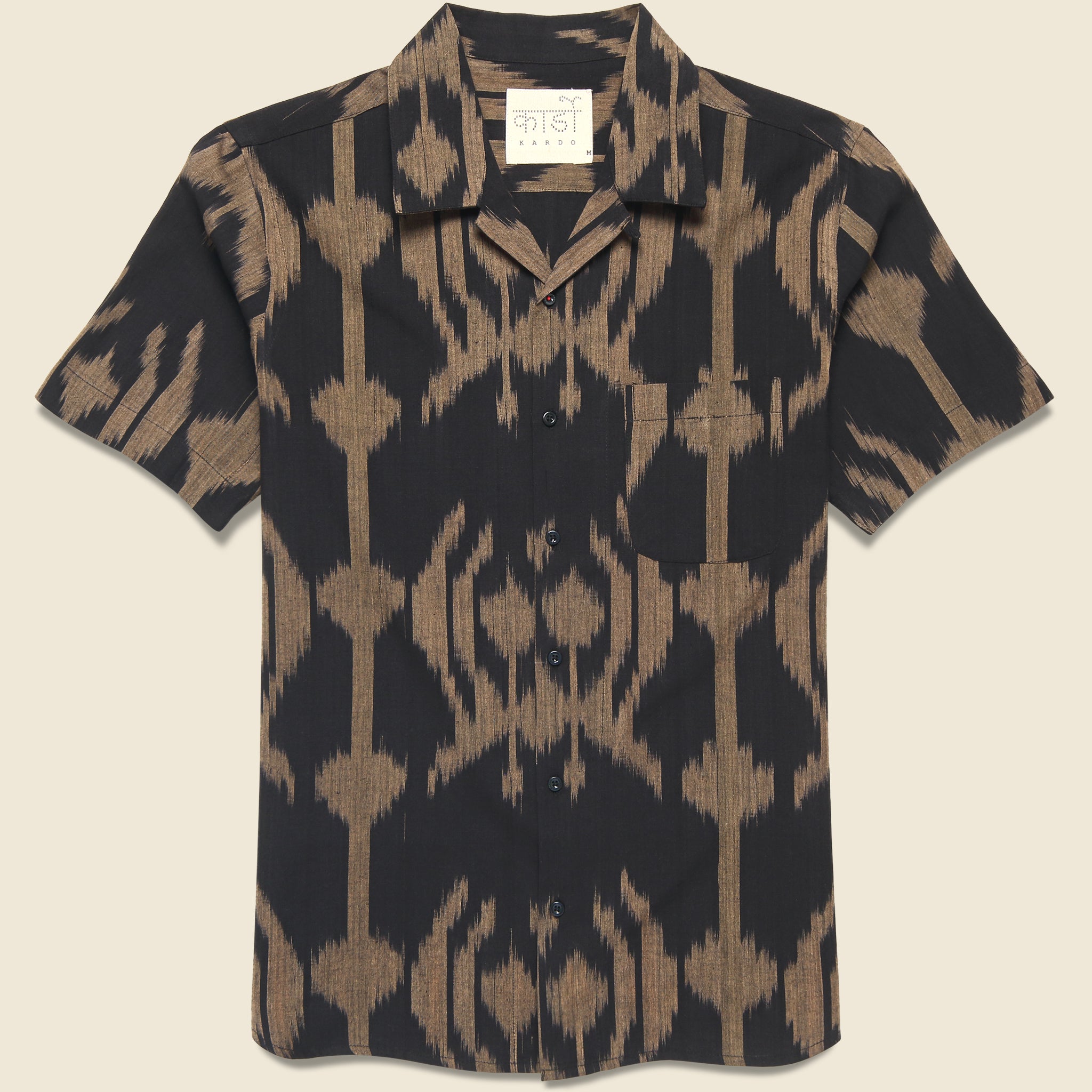 Handwoven Ikat Shirt - Black - Kardo - STAG Provisions - Tops - S/S Woven - Other Pattern