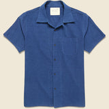 Schiffli Embroidered Shirt - Indigo - Kardo - STAG Provisions - Tops - S/S Woven - Solid