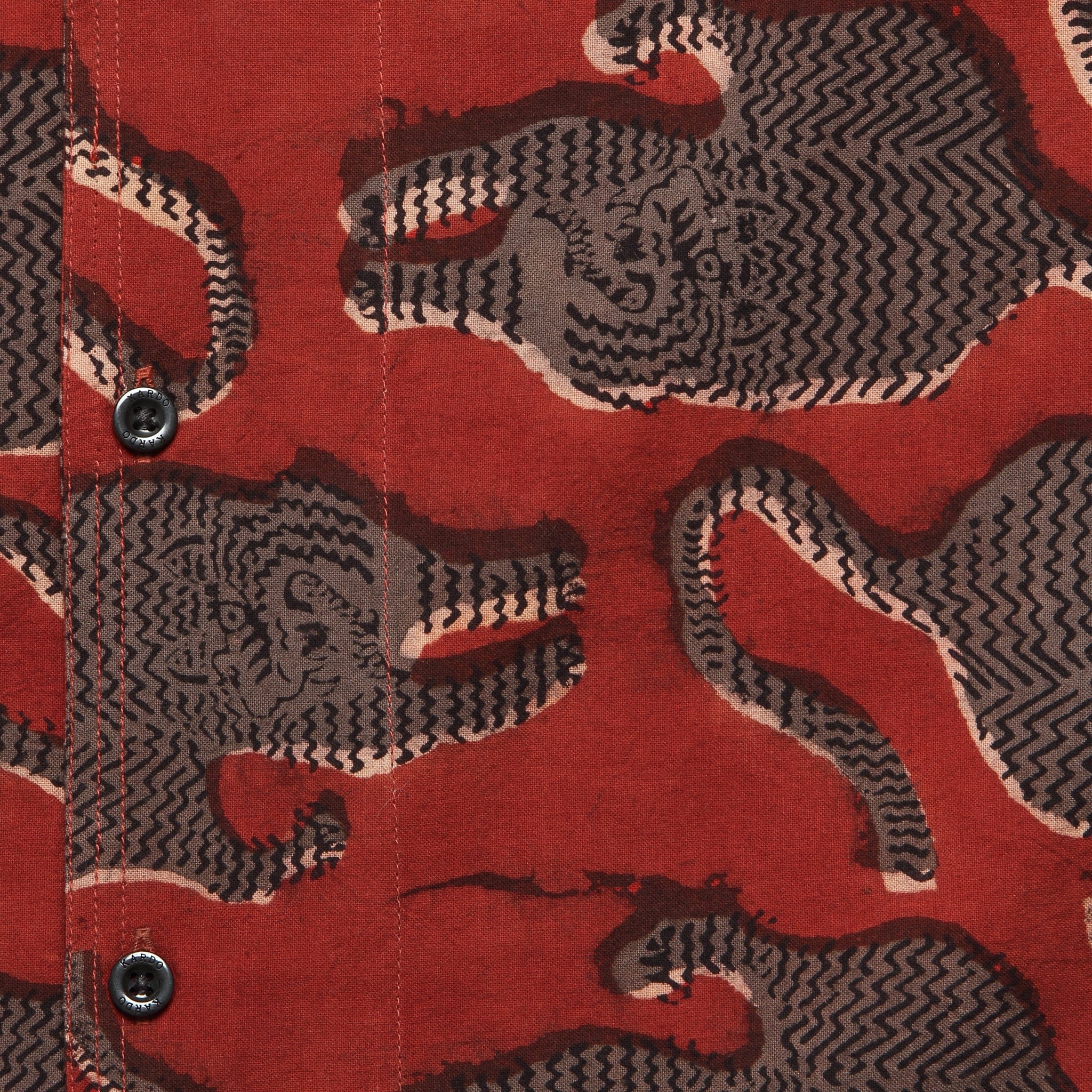 Tiger Block Print Shirt - Red - Kardo - STAG Provisions - Tops - S/S Woven - Other Pattern