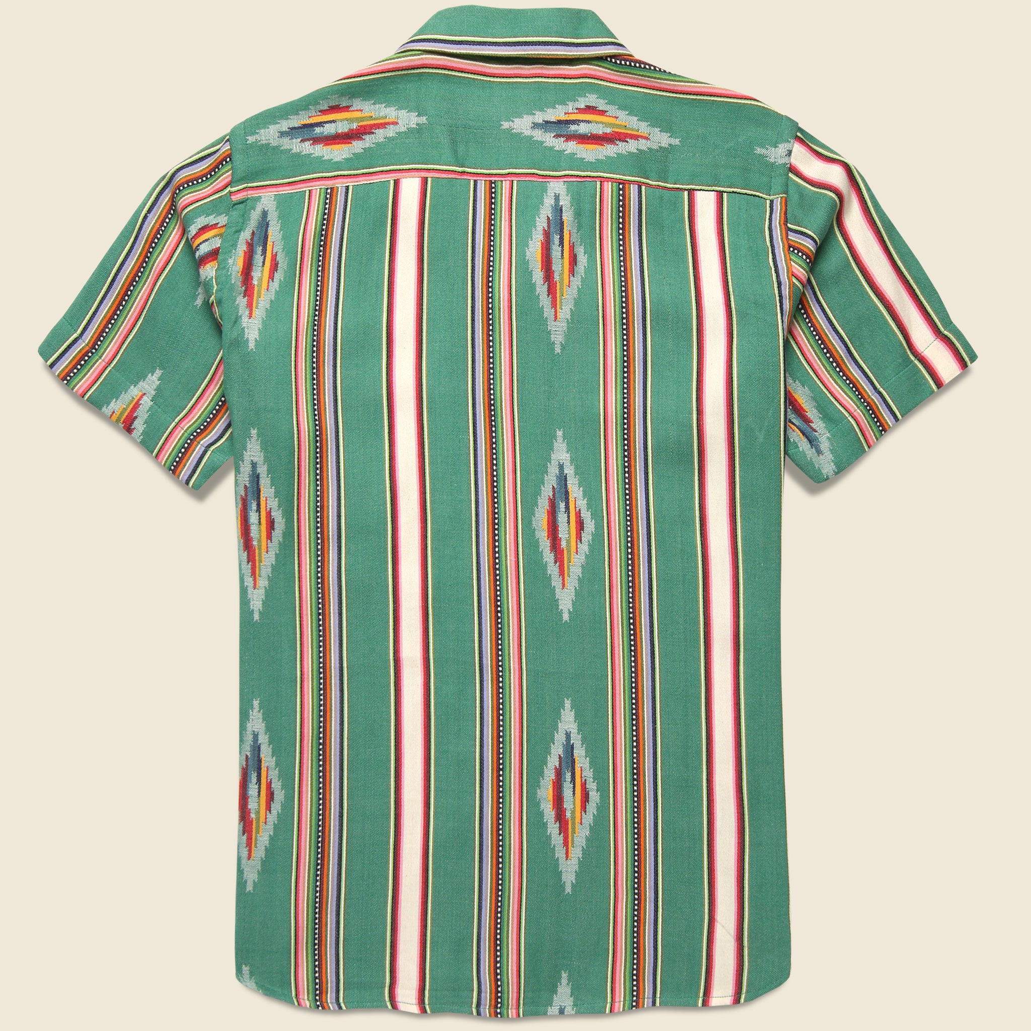 
                          Handwoven Blanket Stripe Shirt - Green - Kardo - STAG Provisions - Tops - S/S Woven - Other Pattern
                        