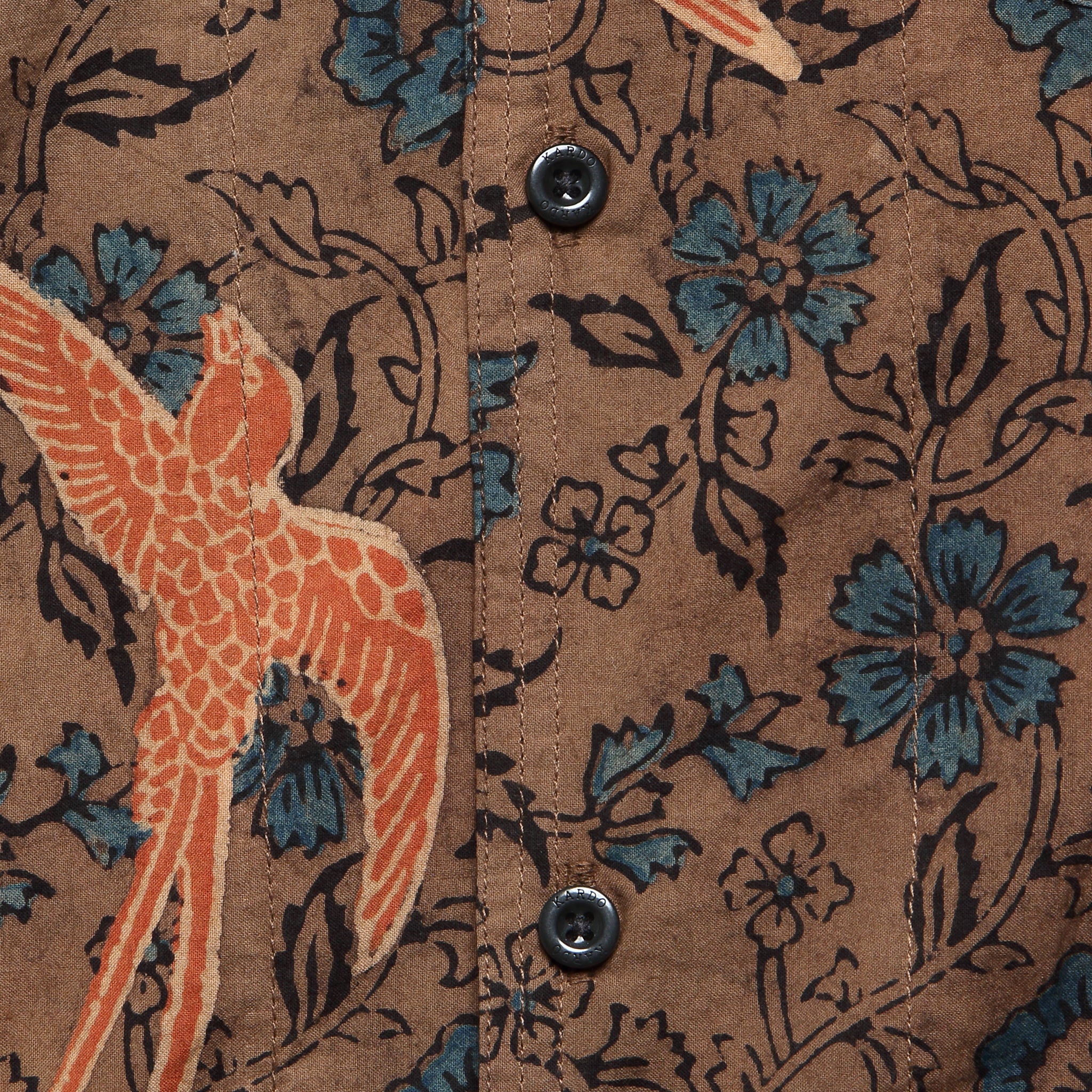 Floral Bird Print Shirt - Brown - Kardo - STAG Provisions - Tops - S/S Woven - Floral