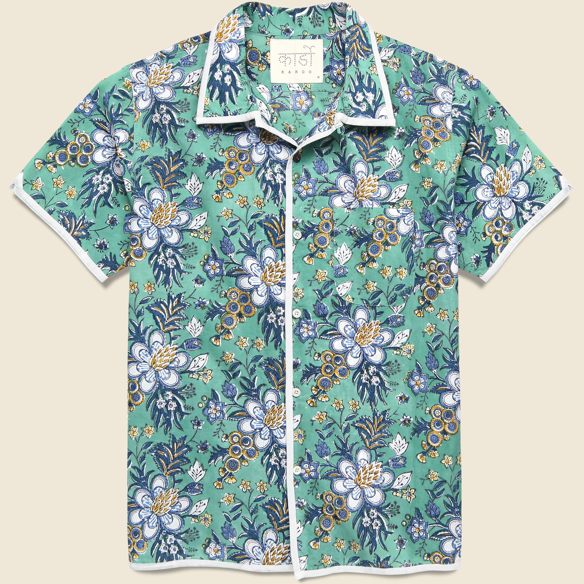 Floral Block Print Shirt - Green - Kardo - STAG Provisions - Tops - S/S Woven - Floral