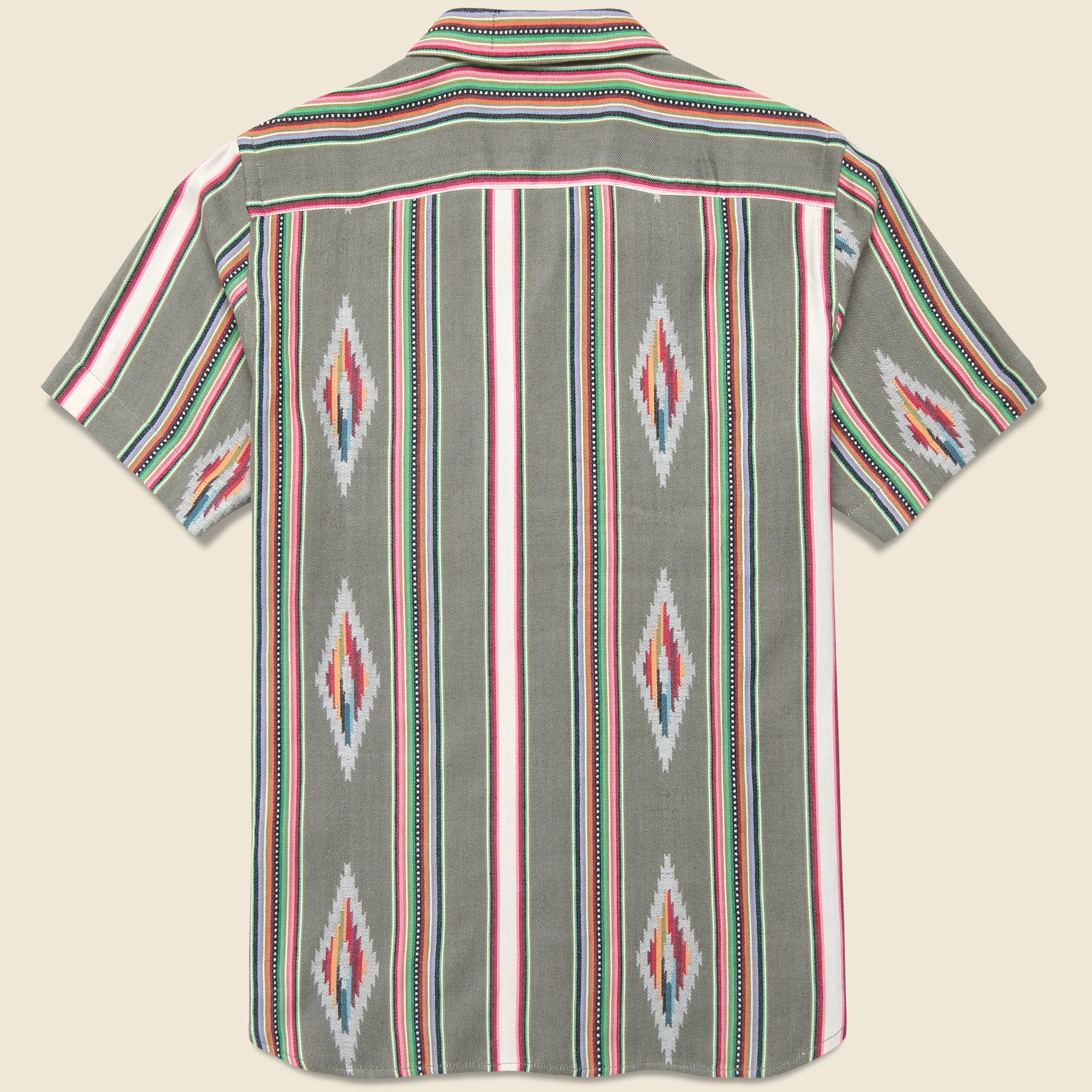 
                          Handwoven Blanket Stripe Shirt - Olive - Kardo - STAG Provisions - Tops - S/S Woven - Other Pattern
                        